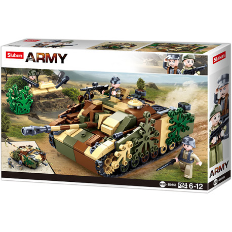 Sluban Armored Fighting Vehicle M38-B0858 - German Tank Stug WW2 brick model