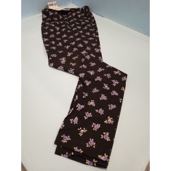 Leggings Fantasia Fiorata viola su nero Cotone elasticizzato  Lyrian '80 Vintage