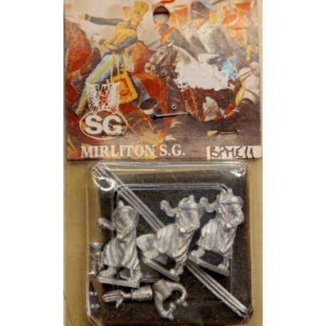 Cavalieri Teutonici a piedi con picche 3 miniature in metallo 25 mm Mirliton