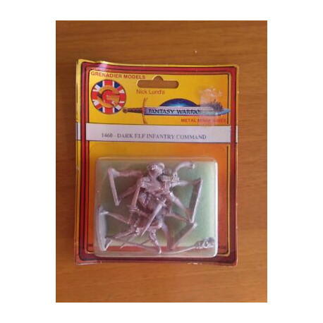 Fantasy Warriors - Dark Elf Infantry Command - 1460 - Metal Miniatures 28 mm