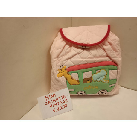 Zainetto Mini di Stoffa Trapuntato Rosa Vintage anni '80