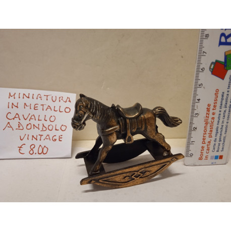 Miniatura in Metallo Cavallino a Dondolo Collezionismo Nuovo Vintage