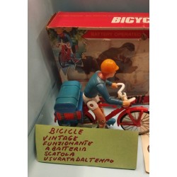 Ciclista in Bicicletta a batteria - funzionante - Nuovo - Vintage '70 '80