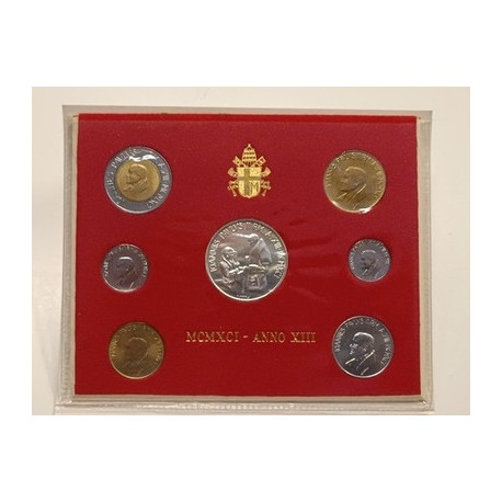 Vaticano Serie Divisionale 1991 Anno XIII Giovanni Paolo II 7 Monete con Argento