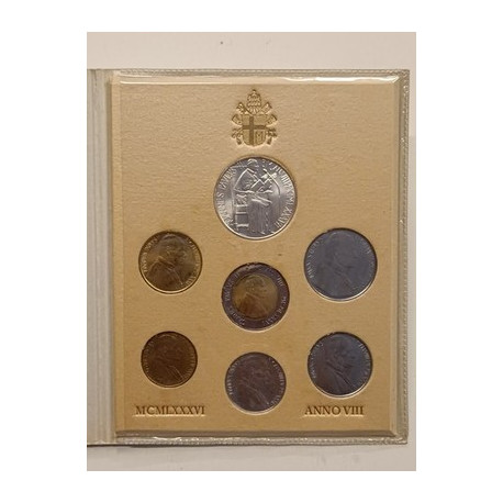 Vaticano 1986 Serie Divisionale Giovanni Paolo II +L.1000 Argento Coins Set VIII