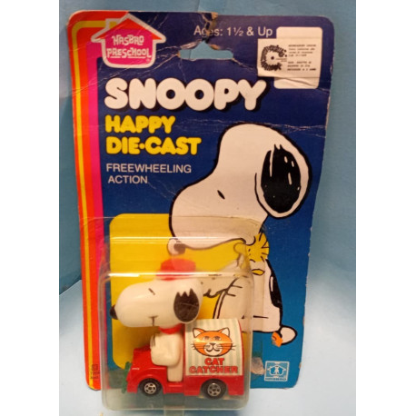 VINTAGE SNOOPY HAPPY DIE-CAST HASBRO PRESCHOOL CAT CATCHER 72044 BLISTER MOC 80s