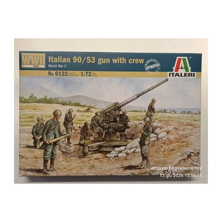 Italeri 6122 1/72 Italian 90/53 Gun with Crew Soldatini Artiglieria italiana WW2