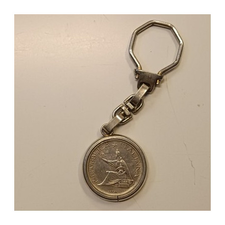 Portachiavi Vintage Moneta 500 Lire Argento 1961 Quadriga Unità d'Italia Epoca B