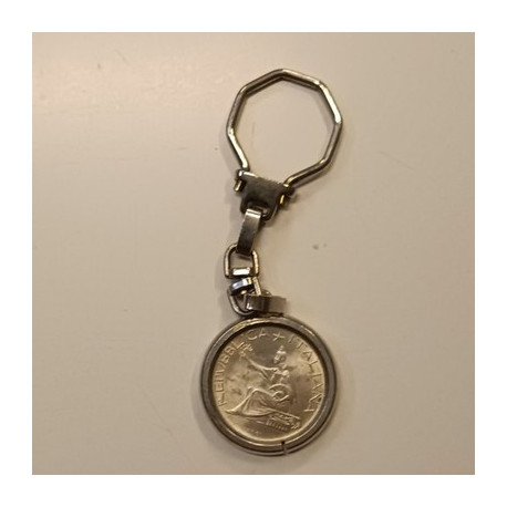 Portachiavi Vintage Moneta 500 Lire Argento 1961 Quadriga Unità d'Italia Epoca C