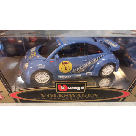 Bburago 1/18 Volkswagen New Beetle Cup 2000 Blue Racing Gold Collection 3389 BOX