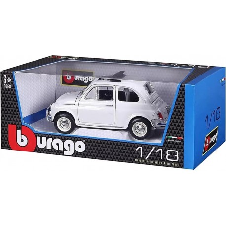 Fiat 500 F (Bianca) Auto Metal 1:18 Burago BBurago
