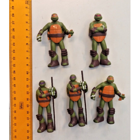 Lotto 5 Figure TMNT Tartarughe Ninja 2013 Nickelodeon Gadget Edicola 8cm