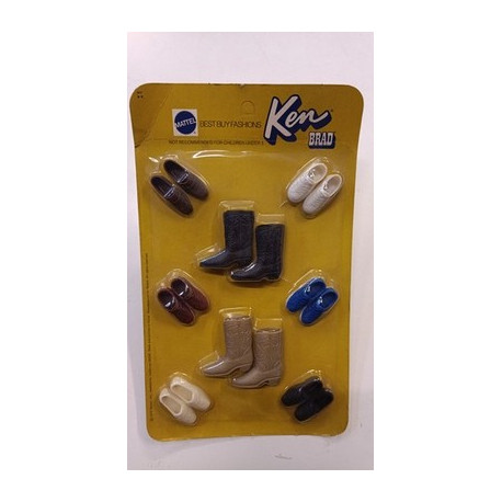 Vintage Mattel 1972 Ken & Brad Best Buy Fashions Shoes Pack -8627 - MOC Nuovo