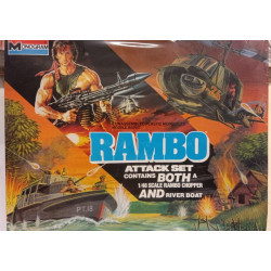 Monogram 6039 RAMBO Attack Set 1:48 Sealed Chopper & River Boat Vintage 1985