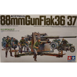 Tamiya 35017 German 88mm Gun Flak 36/37 1/35 Model Kit + 9 Figures Motorcycle