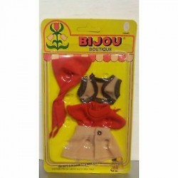 Bijou Boutique - Completino  rosso e beige con fazzoletto per Bambola Bijou - Ce