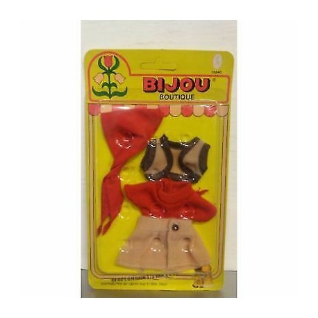 Bijou Boutique - Completino  rosso e beige con fazzoletto per Bambola Bijou - Ce