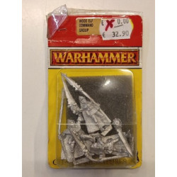 Warhammer Wood Elf Command Group Gruppo Comando Elfi Silvani Metal Blister OOP