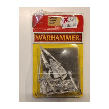 Warhammer Wood Elf Command Group Gruppo Comando Elfi Silvani Metal Blister OOP