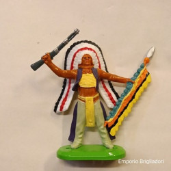 Britains Indiano Capo con Lancia e Fucile  1/32 Base in Metallo ('90) soldatino