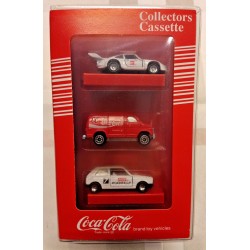 COCA COLA OFFICIAL 3 VEHICLES in COLLECTORS CASSETTE 1/64 (HW) EDOCAR