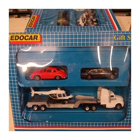 Lotto 5 Set Edocar 1/64 Gift Set: 5 Tir con Rimorchio e 10 Automobili nuovi