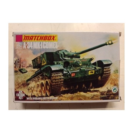 UK WW2 A-34 MK-I Comet Tank 1/76 plastic model kit Matchbox 1983 Vintage
