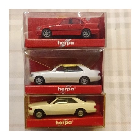 MERCEDES MB - lotto 3 mod. - 560 SEC + CKL Facelift + 600 SEL - 1/87 H0 - Herpa