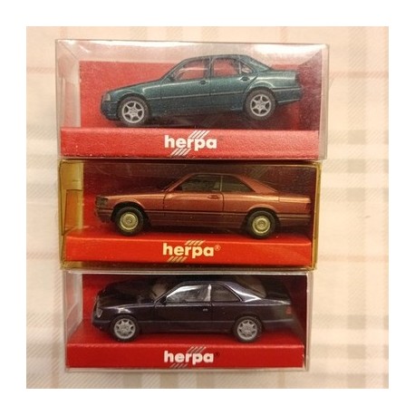 MERCEDES MB - lotto 3 mod. - 560 SEC + CKL Fac. + E320 Coupe - 1/87 H0 - Herpa