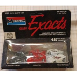 Mini 1/87 - 3 Cars ITALY Ferrari Testarossa Ferrari F40 Lamborghini Countach