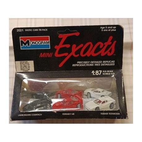 Mini 1/87 - 3 Cars ITALY Ferrari Testarossa Ferrari F40 Lamborghini Countach