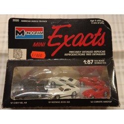 Mini Exacts 1/87 - 3 Cars USA  - Chey '57 - Mustang '69 - Corvette '63 - 1:87