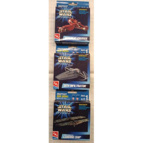 Star Wars Episodio 1 Mini Plastic Model Kit AMT ERTL Set 3 Astronavi