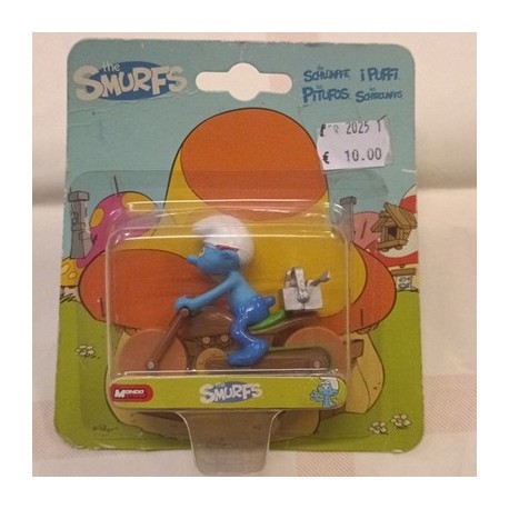Puffo con Moto Smurfs SCHLÜMPFE Peyo Originali Nuovi Vintage Mondo