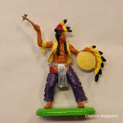 Britains Indiano con scudo e tomahawk 1/32 Base in Metallo ('90) soldatino