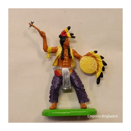 Britains Indiano con scudo e tomahawk 1/32 Base in Metallo ('90) soldatino