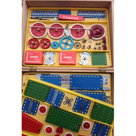 Costruzioni Meccaniche N7 (tipo Meccano '60/'70) in cassetta legno ORIGINALE '70