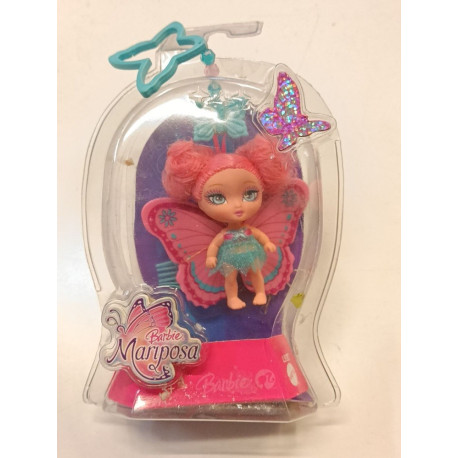 Mini Barbie Mariposa Mattel 2008 - Mini Doll Fata Farfalla Capelli Rosa - NUOVA