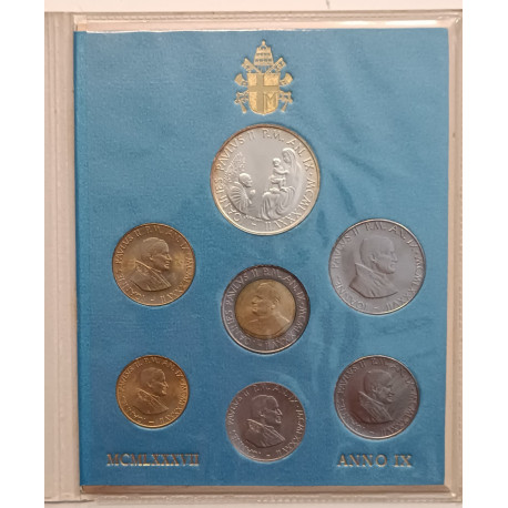 Vaticano Serie Divisionale 1987 Anno IX Giovanni Paolo II 7 Monete + Argento FdC