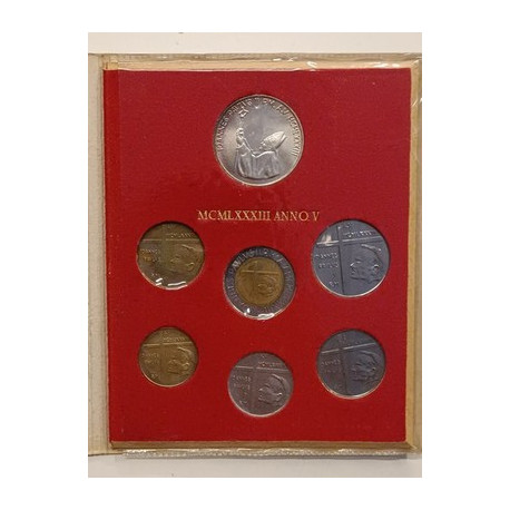 Vaticano Serie Divisionale 1983 Anno V Giovanni Paolo II 7 Monete + Argento FdC