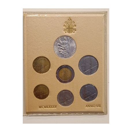 Vaticano 1985 Serie Divisionale Giovanni Paolo II + L.1000 Argento Coins Set VII