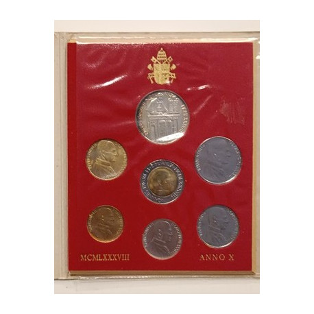 Serie Divisionale Vaticano 1988 Anno X Papa Giovanni Paolo II 1000 Lire Argento