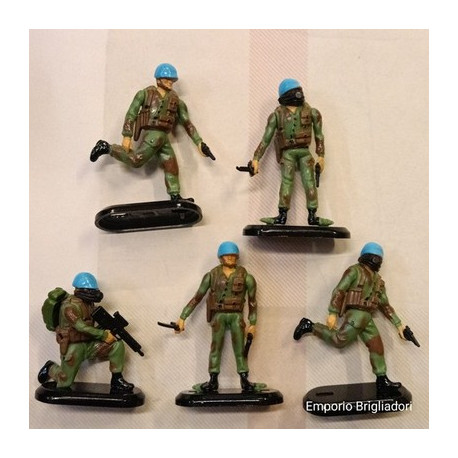 Britains Bundle 5 Soldati Inglesi Caschi Blu ONU 1/32 Base in Metallo 1992 Z
