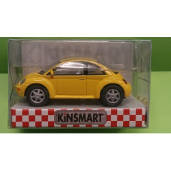 VW New Beetle (yellow) pullback mechanism 1/64 ca (diecast-metal) Kinsmart