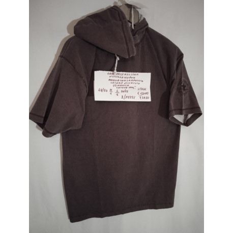 Stock 2 Felpe Cappuccio Cotone Color Vinaccio  Mezza Manica Converse All Star