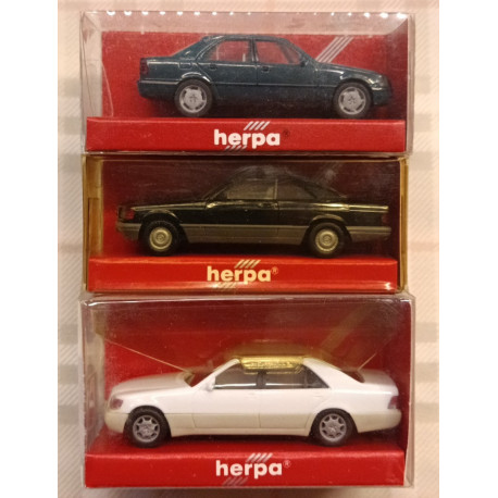 MERCEDES - MB 560 SEC - MB C220 - MB 600 SEL - lotto 3 mod. - 1/87 H0 - Herpa