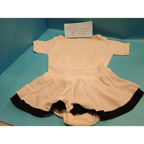 Body Pattinaggio Gonnellino Bianco / Nero TG 36 Elanca Ervy Vintage New