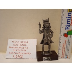 Maschera in Peltro Balanzone Soprammobile con base  legno Collezionismo Vintage