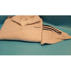 Felpa con Cerniera Grigia Adidas Mis 8 Cotone Etichetta Originale '70-80 Vintage