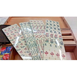 Mah Jong in Valigia di legno Vintage - Grandi Dimensioni 45x24 cm. Legno  Resina